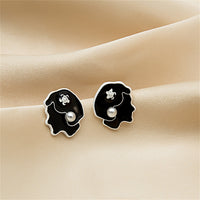 Black Enamel & Pearl Beauty Stud Earrings