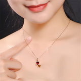 Red Crystal & Cubic Zirconia Pear-Cut Butterfly Pendant Necklace