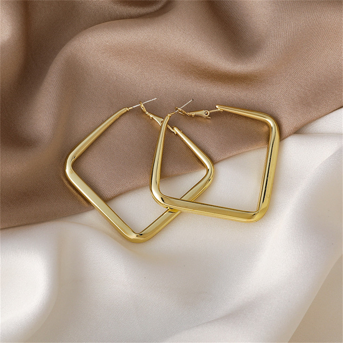 18K Gold-Plated Open Square Hoop Earrings
