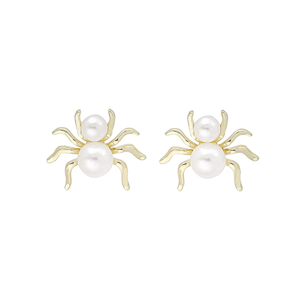 Pearl & 18K Gold-Plated Spider Stud Earrings