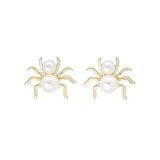 Pearl & 18k Gold-Plated Spider Stud Earrings