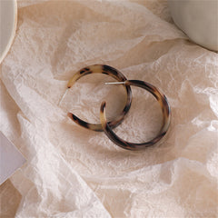 Brown & Beige Tortoise Hoop Earrings