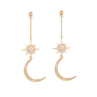 Cubic Zirconia & Goldtone Sun & Moon Drop Earrings