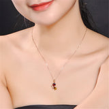 Red Crystal & Cubic Zirconia Pear-Cut Butterfly Pendant Necklace