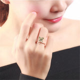 Green Crystal & 18k Rose Gold-Plated Butterfly Promise Ring - streetregion