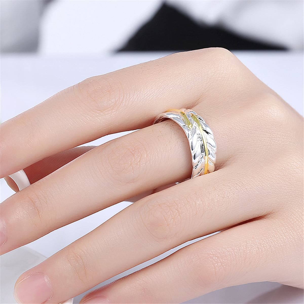 Silver-Plated & 18k Gold-Plated Wing Open Ring - streetregion