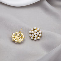 Pearl & 18k Gold-Plated Cluster Stud Earrings