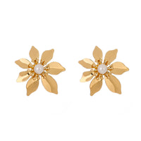 Pearl & Acrylic 18k Gold-Plated Flower Stud Earrings