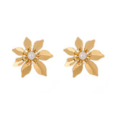 Pearl & Acrylic 18k Gold-Plated Flower Stud Earrings