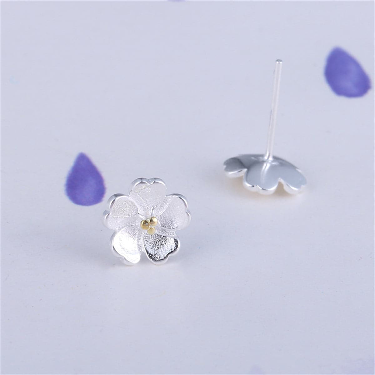 Two-Tone Sakura Floral Stud Earrings