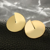 18k Gold-Plated Slit Round Stud Earrings