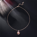 Jewel-Tone Cubic Zirconia & 18k Rose Gold-Plated Petal Necklace - streetregion
