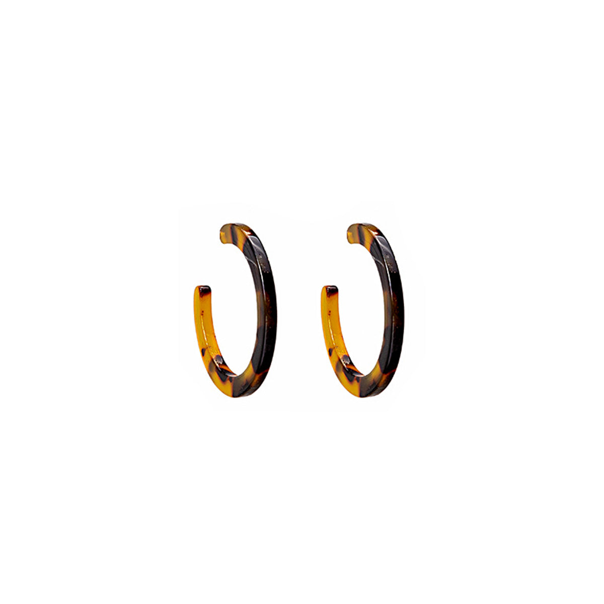 Mottled Brown Hoop Earrings, botanical inspired, side view