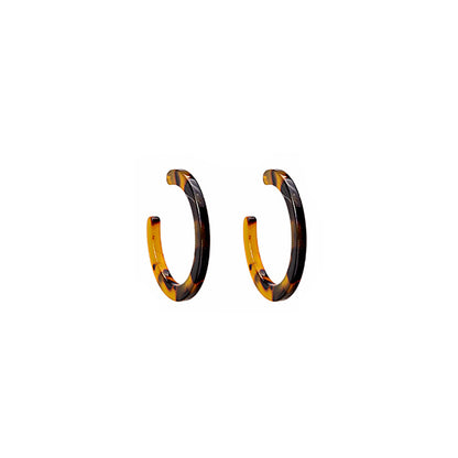 Mottled Brown Hoop Earrings, botanical inspired, side view
