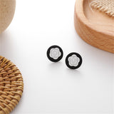 Black & White Camellia Stud Earrings