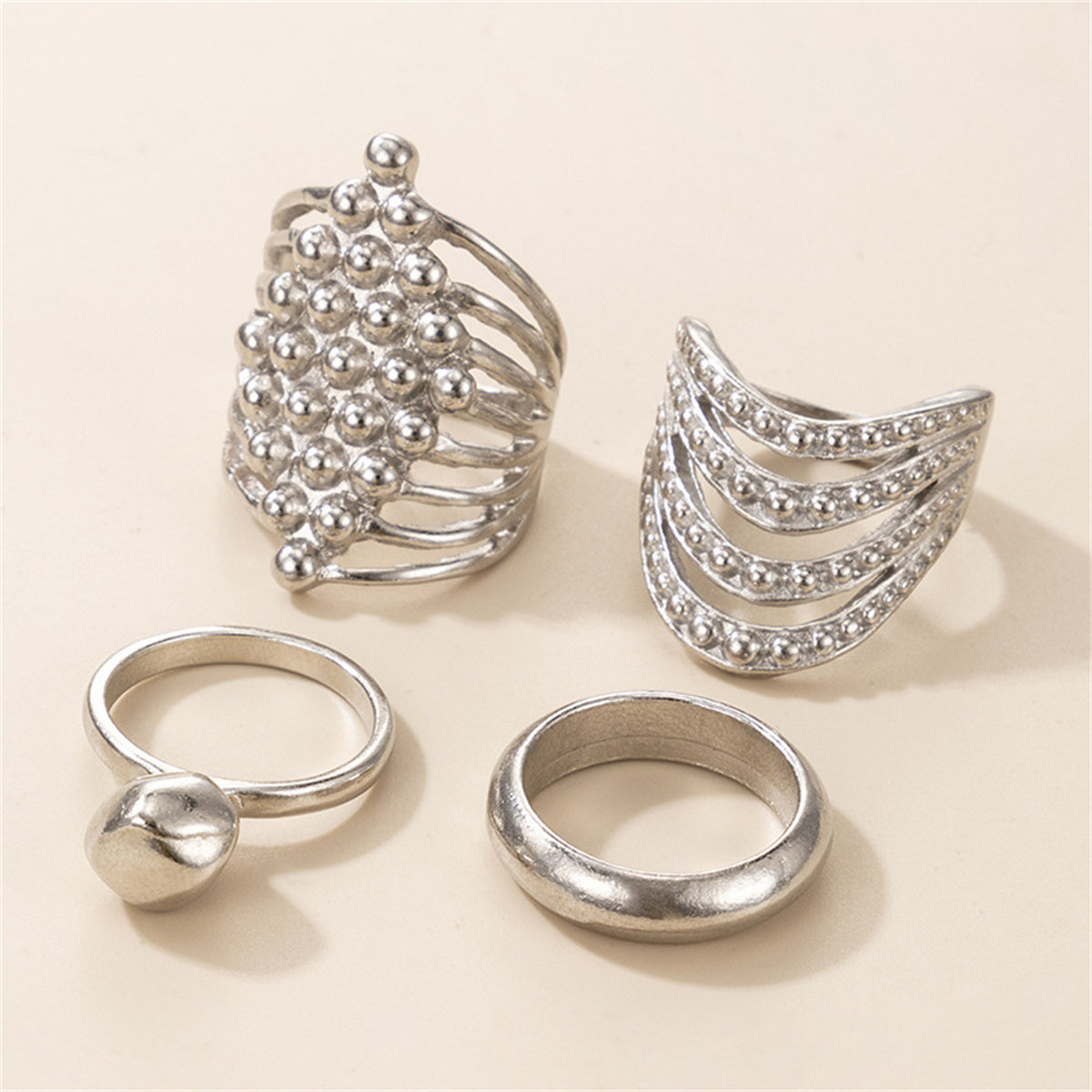 Silver-Plated Layered Ring Set
