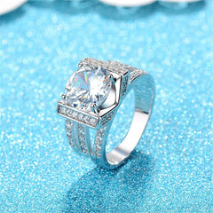 Clear Round Crystal & Cubic Zirconia Silver-Plated Ring