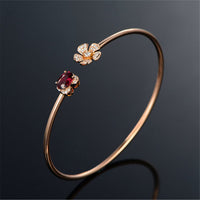 Red Crystal & 18K Rose Gold-Plated Flower Cuff