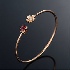 Red Crystal & 18K Rose Gold-Plated Flower Cuff