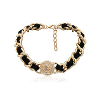 Black Velvet & Goldtone Figaro Choker Necklace