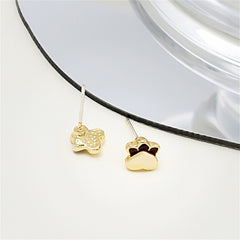 Black Enamel & 18K Gold-Plated Kitty Paw Stud Earrings