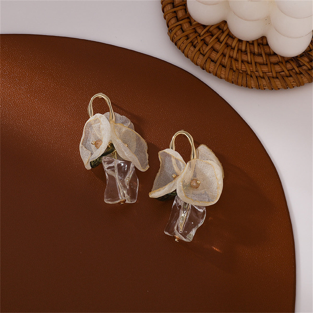 Green Acrylic & Pearl Resin 18K Gold-Plated Leaf Drop Earrings