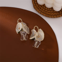Green Acrylic & Pearl Resin 18K Gold-Plated Leaf Drop Earrings