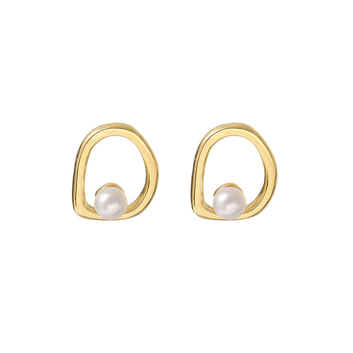 Pearl & 18K Gold-Plated Openwork Round Stud Earrings