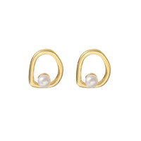 Pearl & 18k Gold-Plated Openwork Round Stud Earrings
