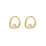 Pearl & 18k Gold-Plated Openwork Round Stud Earrings