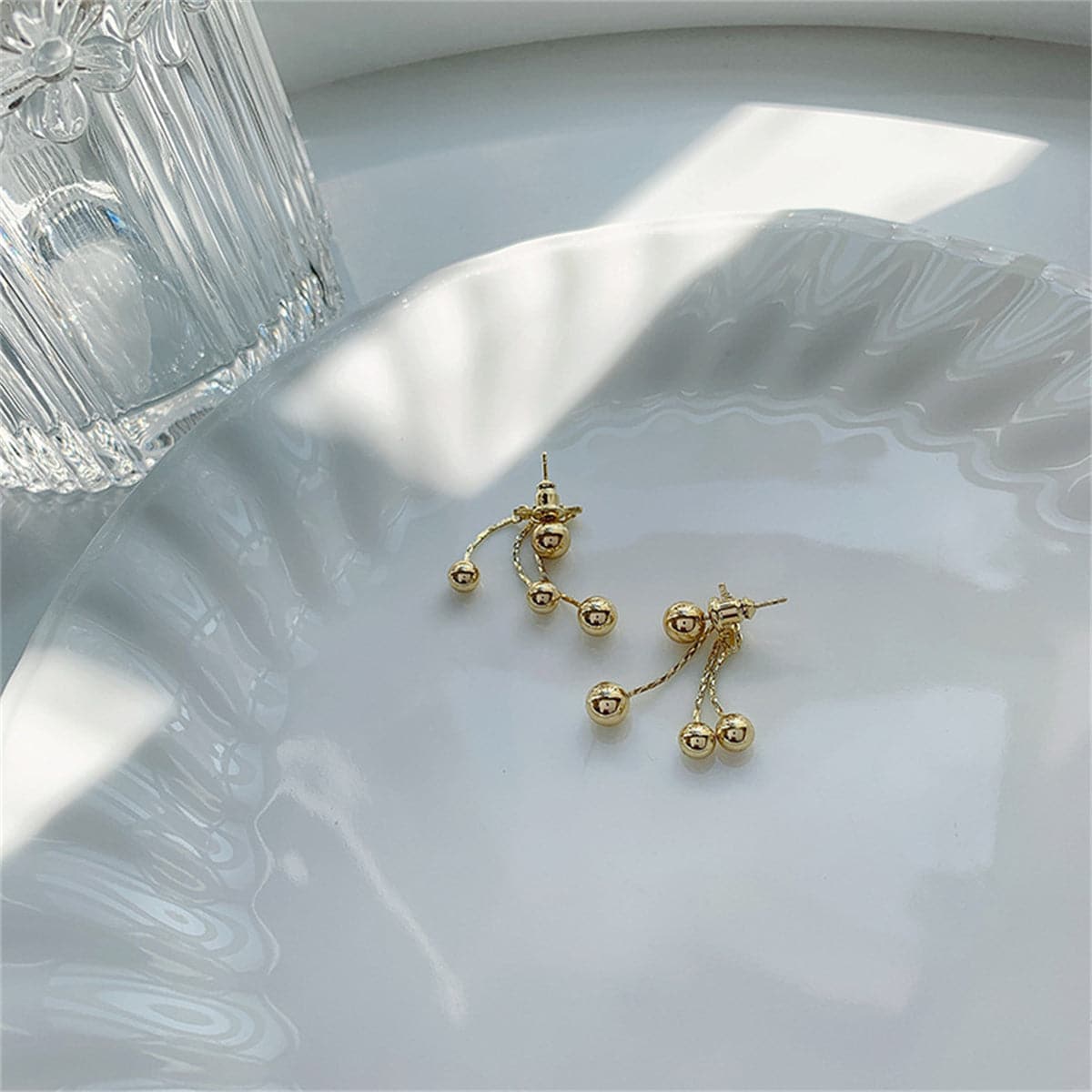 18K Gold-Plated Waterfall Ball Tassel Ear Jackets
