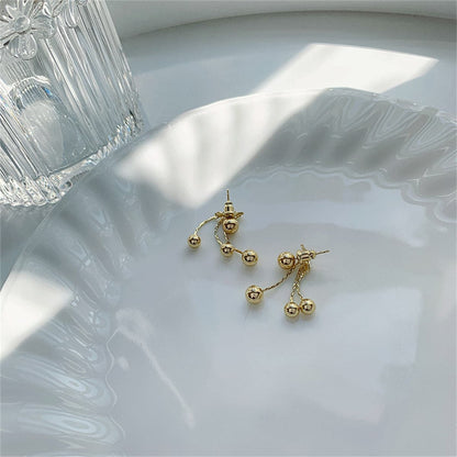 18K Gold-Plated Waterfall Ball Tassel Ear Jackets