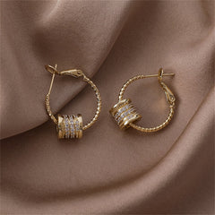 Cubic Zirconia & 18K Gold-Plated Pavé-Detail Coin Hoop Earrings