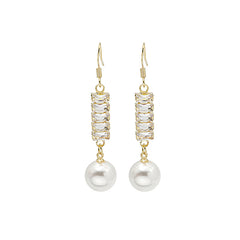 Cubic Zirconia & Pearl 18K Gold-Plated Drop Earrings