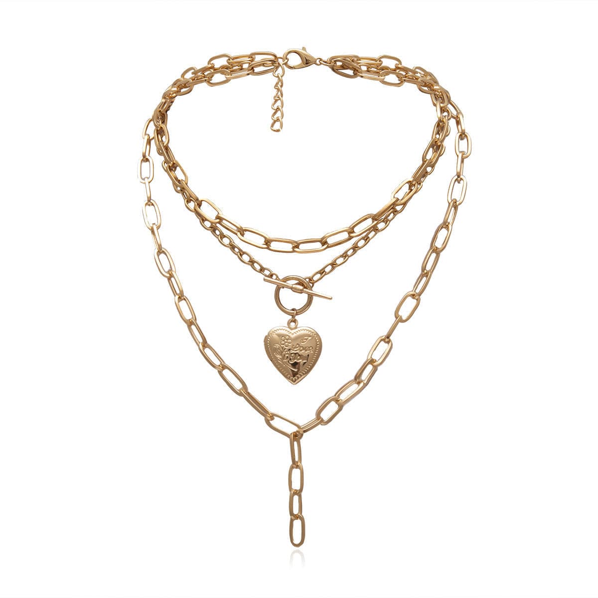 18K Gold-Plated Heart Pendant Necklace, gold pendant necklace for women, botanical inspired, front view