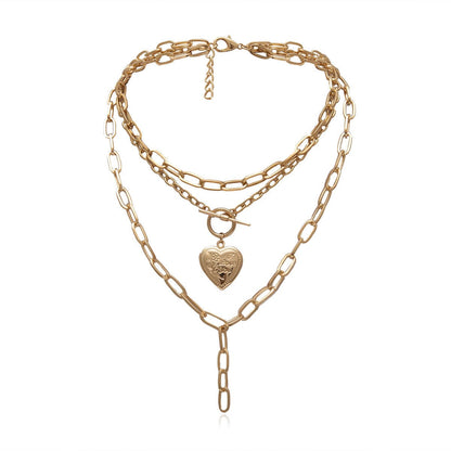 18K Gold-Plated Heart Pendant Necklace, gold pendant necklace for women, botanical inspired, front view