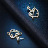 Cubic Zirconia & 18k Rose Gold-Plated Heart Star Drop Earrings