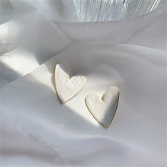 Enamel & 18K Gold-Plated Heart Stud Earrings