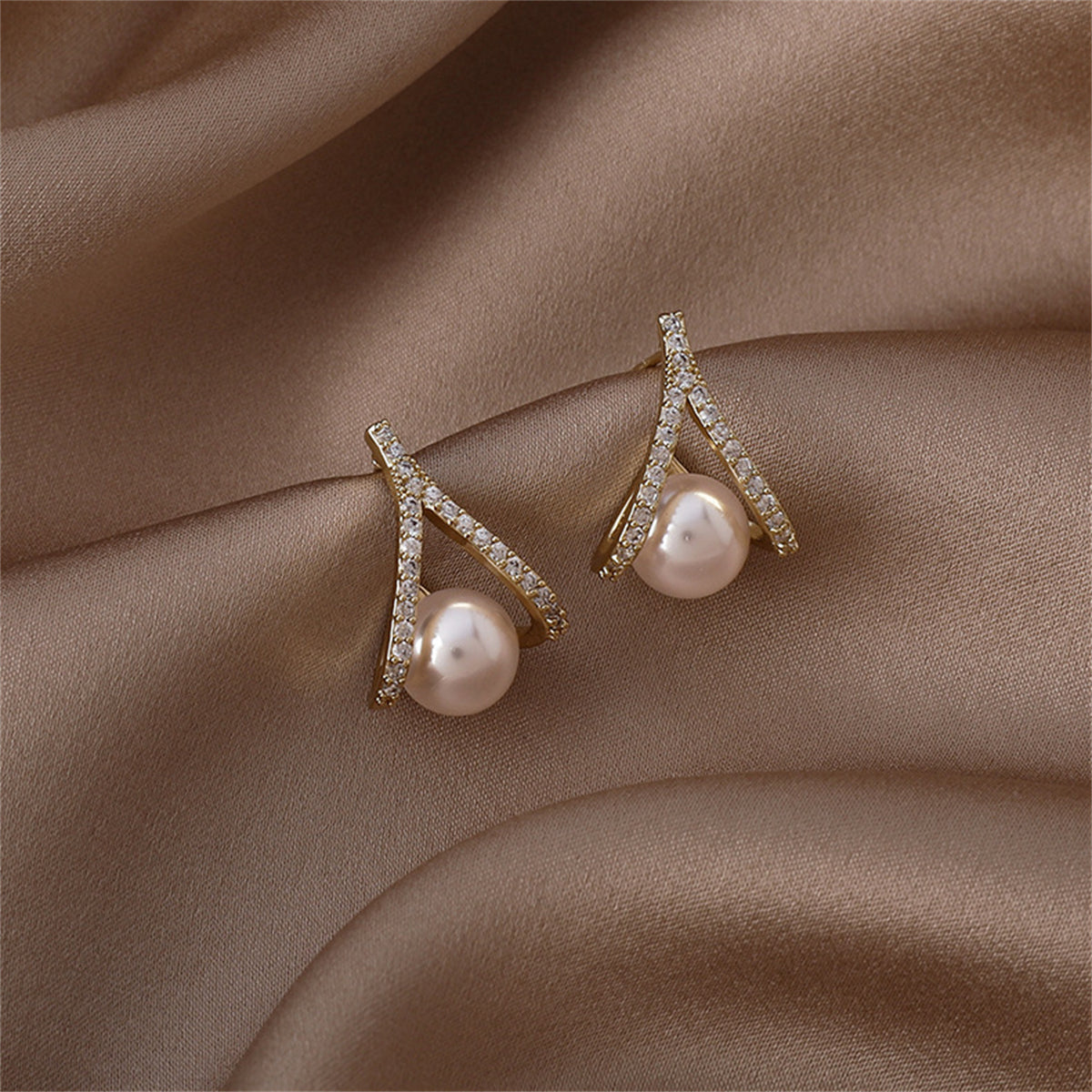 Cubic Zirconia and Pearl Drop Stud Earrings, stud earrings for women, vintage-inspired design, styled look
