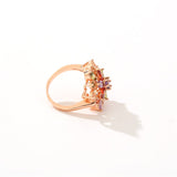 Jewel-Tone Cubic Zirconia & 18k Rose Gold-Plated Flower Ring - streetregion