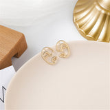 18k Gold-Plated Abstract Face Stud Earrings