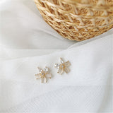 Crystal & Cats Eye Flower Stud Earrings