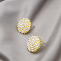 Pearl & 18k Gold-Plated Round Stud Earring