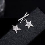 cubic zirconia & Fine Silver-Plated Star Asymmetrical Stud Earrings - streetregion