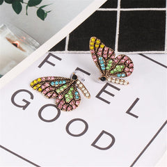 Cubic Zirconia & 18K Gold-Plated Butterfly Stud Earrings