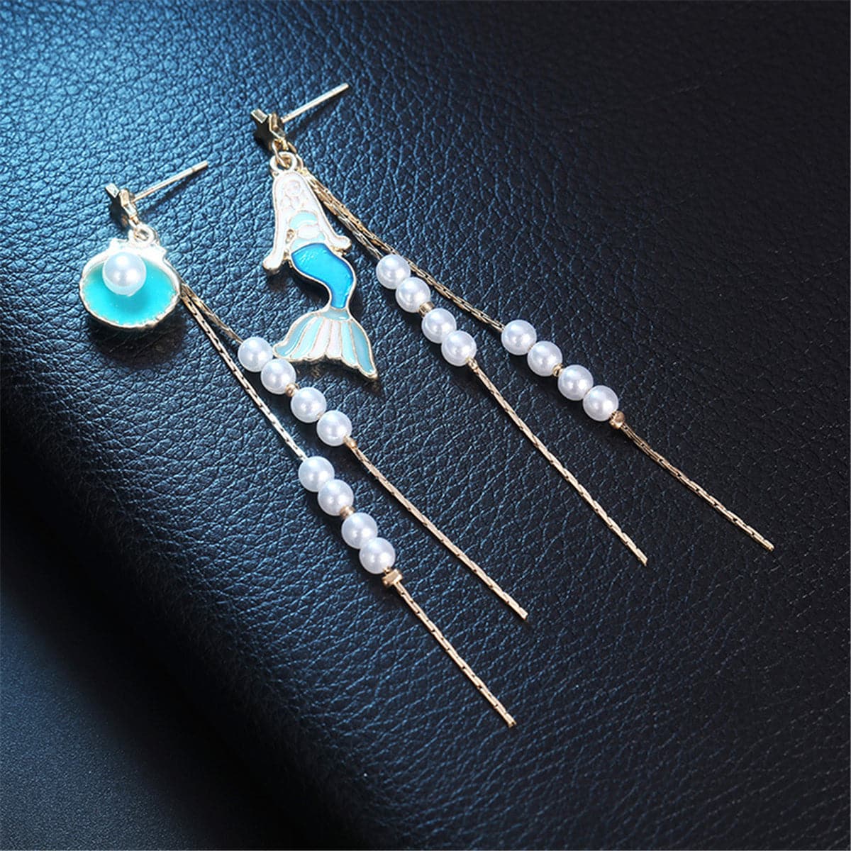 Pearl & Enamel 18K Gold-Plated Mermaid Drop Earrings