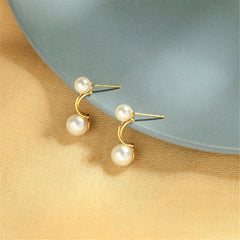 Pearl & 18K Gold-Plated Double Drop Earrings
