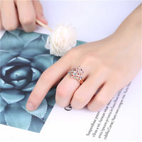 Cubic Zirconia & 18k Rose Gold-Plated Peacock Feather Ring - streetregion