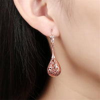 Rose Goldtone Long Drop Earrings - streetregion