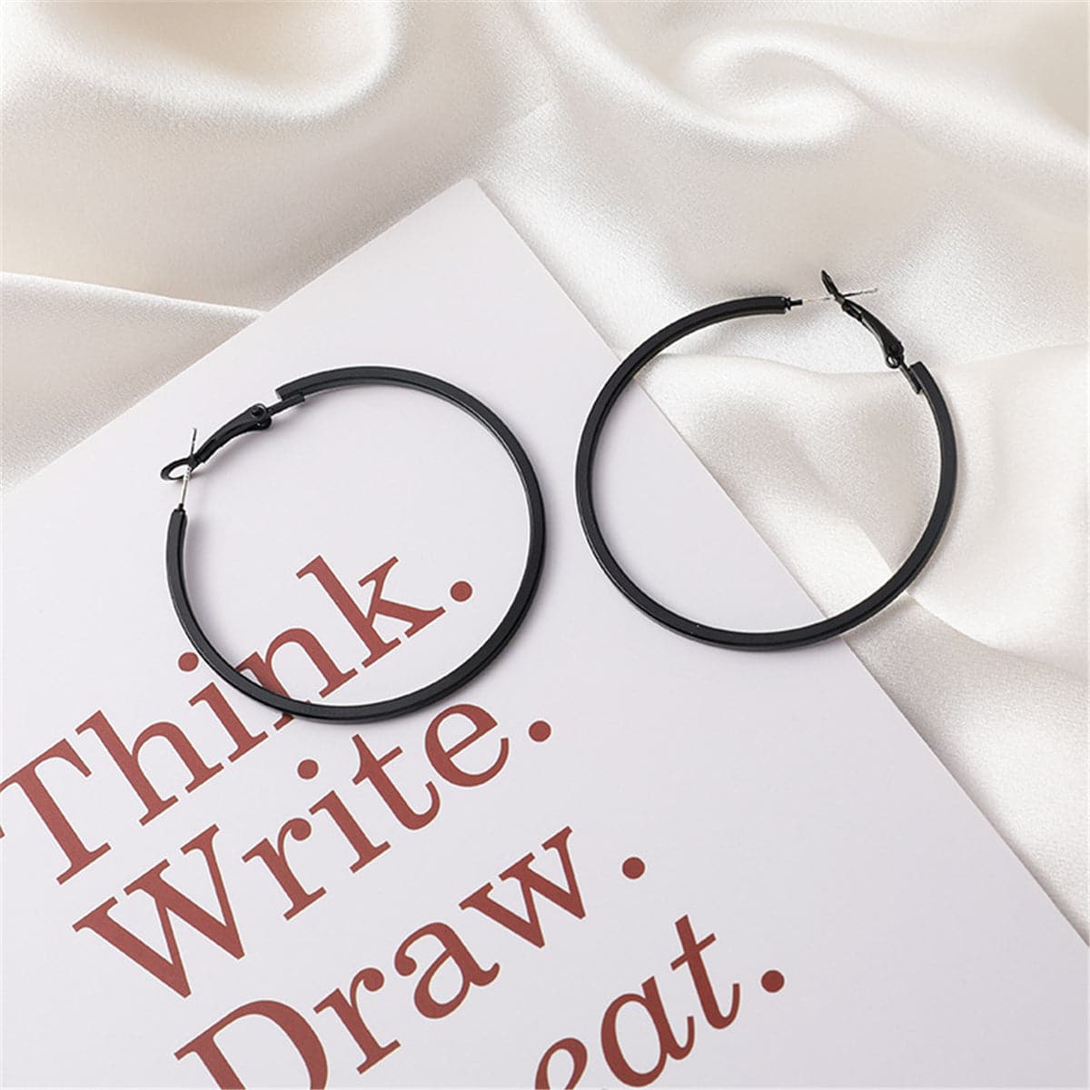 Black Hoop Earrings, dainty minimalist design, lifestyle look